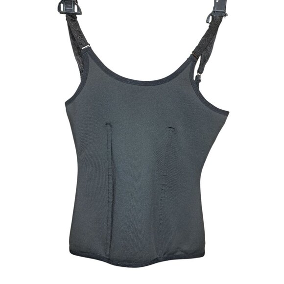 Womens Black Waist Trainer Corset Tank Top Shapewear Zip Front Small - Picture 3 of 4
